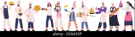 Professionelle Restaurantköche, Köche und Sous-Chef-Charaktere. Kulinarischer Koch, Sous-Chef, Bäckerteam, Restaurantmitarbeiter Vektor Illustration. Essen Stock Vektor