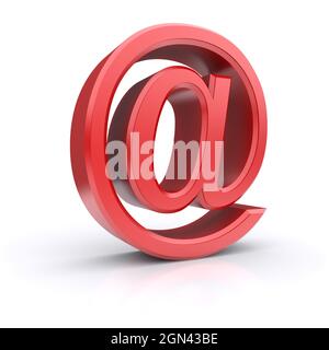 Rotes @-Symbol. 3d-Bild Stockfoto