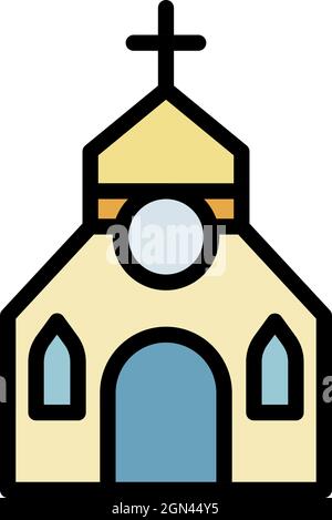 Ikone der Priesterkirche. Kontur Priester Kirche Vektor Symbol Farbe flach isoliert Stock Vektor