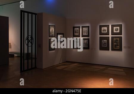 Ein Bild der Galerie für nicht-professionelle Kunst, eine Dauerausstellung des Schlesischen Museums. Stockfoto