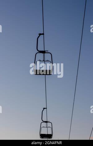 Bergbahn Oludeniz Babadag, (teleferik). Mittelmeer, TÜRKEI. Stockfoto
