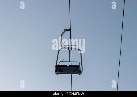 Bergbahn Oludeniz Babadag, (teleferik). Mittelmeer, TÜRKEI. Stockfoto