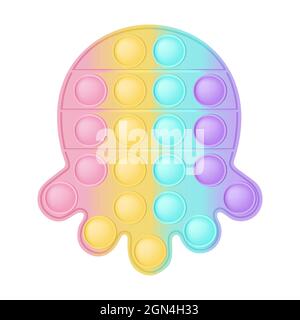 Pop it ein modisches Silikonspielzeug für Fidgets. Süchtig machendes Anti-Stress-Krake-Spielzeug in Pastellfarben. Bubble Sensory Entwicklung popit für Kinder Finger. Ve Stock Vektor