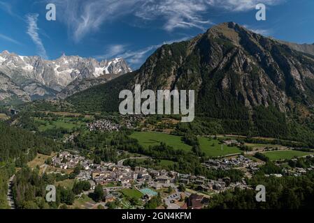 Das Aostatal ist eine Region im Nordwesten Italiens an der Grenze zu Frankreich und der Schweiz. In den westlichen Alpen gelegen, ist es bekannt für die Stockfoto