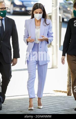 Madrid, Spanien. September 2021. **KEIN SPANIEN** Königin Letizia nimmt am 22. September 2021 am Weltkrebsforschungstag in der Zentralstelle des AECC (Spanische Vereinigung gegen Krebs) in Madrid, Spanien, Teil. Kredit: Jimmy Olsen/Media Punch/Alamy Live Nachrichten Stockfoto