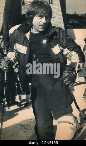 Polnisch-französischer Filmregisseur Roman Polanski Ski, 1989 Stockfoto