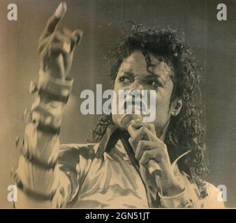 Der amerikanische Sänger Michael Jackson bei einem Konzert, 1989 Stockfoto