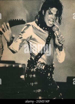 Der amerikanische Sänger Michael Jackson bei einem Konzert, 1989 Stockfoto