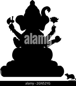 Silhouette der indischen Göttin Genesha. Happy Genesha Chaturhti. Pancha Ganapati Festival. Symbol für die Abbildung Stock Vektor