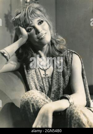 Die französische Sängerin und TV-Moderatorin Amanda Lear, 1970er Jahre Stockfoto