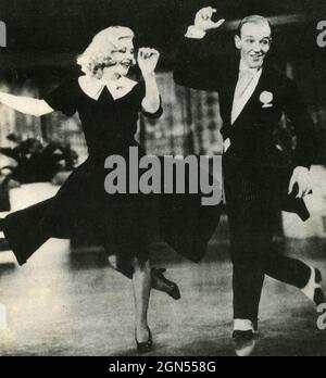 Amerikanische Tänzer und Schauspieler Ginger Rogers und Fred Astaire tanzen, 1930er Jahre Stockfoto