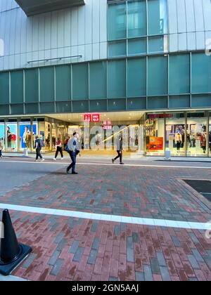 Tokio, Japan - 19. November 2019: UNIQLO-Ladenschild im Ginza-Viertel in Tokio, Japan. Stockfoto