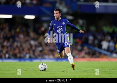 Stamford Bridge, Chelsea, London, Großbritannien. September 2021. EFL Cup Football, Chelsea versus Aston Villa; Ben Chilwell of Chelsea Kredit: Action Plus Sports/Alamy Live News Stockfoto