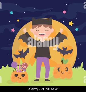 halloween-Kind in Kostüm-Party Stock Vektor