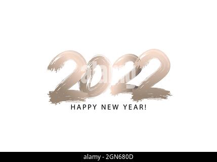 2022 Happy New Year handgezeichnete Schriftzüge. Grußkarte für den Winterurlaub. Design-Vorlage für Poster, Banner oder Grußkarte für Frohe Weihnachten und Stock Vektor