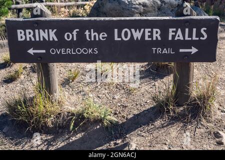 Yellowstone NP, WY, USA - 15. August 2020: The Brink of the Lower Falls Stockfoto