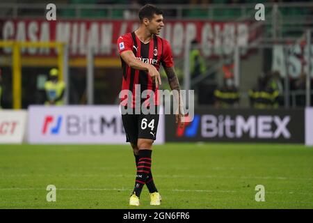 Mailand, Italien. September 2021. Pietro Pellegri (Mailand) während AC Milan gegen Venezia FC, Italienische Fußballserie A Spiel in Mailand, Italien, September 22 2021 Quelle: Independent Photo Agency/Alamy Live News Stockfoto