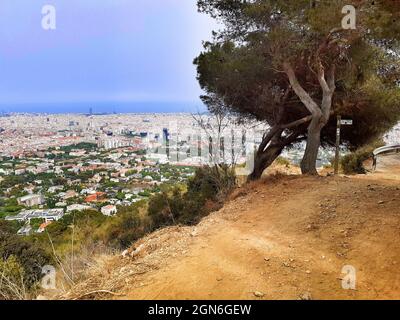 Stadtbild. Barcelona vom Collserola Berg. Barcelona, Katalonien, Spanien. Stockfoto