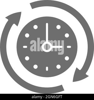Verfügbare Services, Verfügbarkeit, graues Symbol für 24-Stunden-Support. Stock Vektor