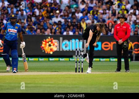 MELBOURNE, AUSTRALIEN - 01. NOVEMBER: Kane Richardson aus Australien beim Twenty20 International Cricket Match zwischen Australien und Sri Lanka auf dem Melbourne Cricket Ground am 01. November 2019 in Melbourne, Australien. Kredit: Dave Hewison/Alamy Live Nachrichten Stockfoto