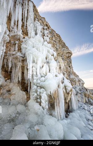 Le Cap Blanc-nez sous la glace, Frankreich, Côte d'opale, hiver Stockfoto