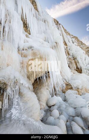 Le Cap Blanc-nez sous la glace, Frankreich, Côte d'opale, hiver Stockfoto