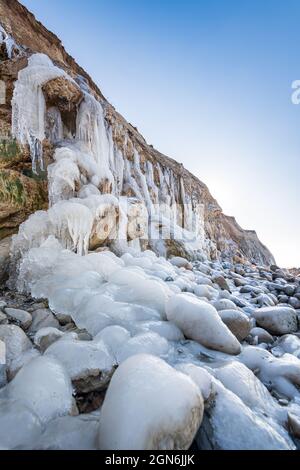 Le Cap Blanc-nez sous la glace, Frankreich, Côte d'opale, hiver Stockfoto