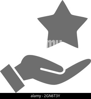 Vektorhand hält Stern, graues Feedback-Symbol. Stock Vektor