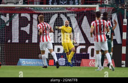 KRAKAU, POLEN - 01. AUGUST 2021: Spiel der polnischen Fußballliga Krakau - Slask Wroclaw, Lucas Crosso (Krakau) Stockfoto