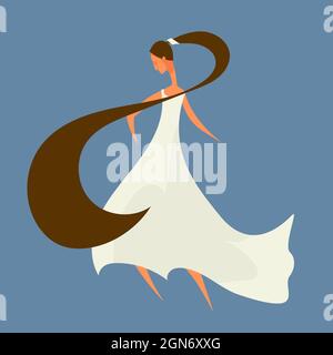 Braut in weißem Kleid. Weiblicher Charakter im flachen Stil. Stock Vektor