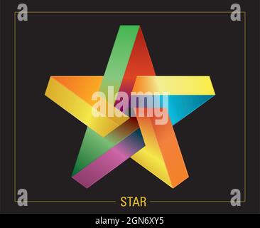 Bunter Stern, Pentagramm in unmöglicher Form. Vektorgrafik. EPS10. Stock Vektor