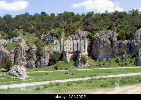 Eine wunderschöne Landschaft des Dobruja-Plateaus, dem ältesten Gebirge Rumäniens, im östlichen Teil des Landes, in der Nähe des Schwarzen See. Stockfoto
