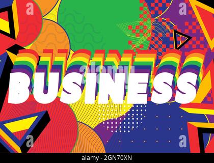 Business, Vector-Logo. Zitate und Sätze für Karten, Banner, Poster. Festliches Design. Buntes Konzept, Schriftzug. Stock Vektor