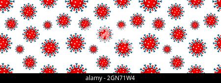 Nahtloses Vektormuster des Coronavirus. Gesundheitswesen und medizinische weite Hintergrund mit bunten Keimen. Stock Vektor