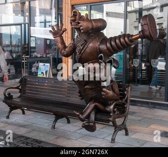 In ganz Großbritannien - die Statue der falschen Hose in Preston, Großbritannien Stockfoto