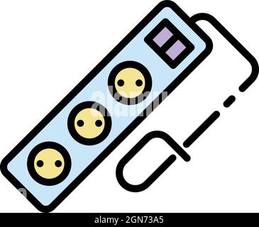 Symbol für dreifache Kabelbuchse. Kontur dreifach verdreifachte Drahtbuchse Vektor Symbol Farbe flach isoliert Stock Vektor