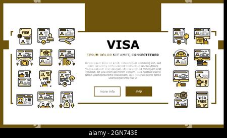 Visa For Travelling Landing Header-Vektor Stock Vektor