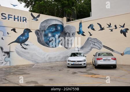 Graffiti von Pablo Picasso in Malaga, Andalusien, Spanien. Stockfoto