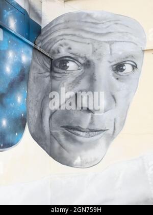 Graffiti von Pablo Picasso in Malaga, Andalusien, Spanien. Stockfoto