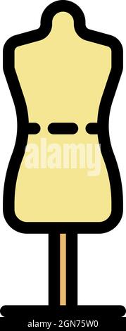 Symbol für Schneiderpuppe. Kontur Schneider Schaufensterpuppe Vektor Symbol Farbe flach isoliert Stock Vektor