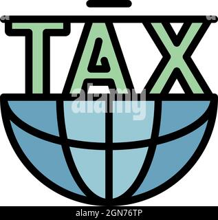 Symbol für globales Steuerformular. Umriss globale Steuerform Vektor Symbol Farbe flach isoliert Stock Vektor