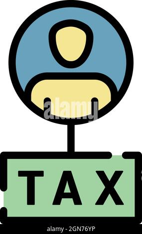 Steuersymbol für Personen. Kontur Personen Steuer Vektor Symbol Farbe flach isoliert Stock Vektor