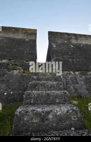 Betonstufen im Glynn Valley China Clay Works Temple Bodmin Moor Cornwall Stockfoto