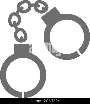 Graues Symbol für Handschellen. Isoliert auf weißem Hintergrund Stock Vektor