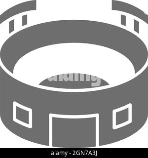 Sportstadion mit grauem Spotlights-Symbol. Isoliert auf weißem Hintergrund Stock Vektor