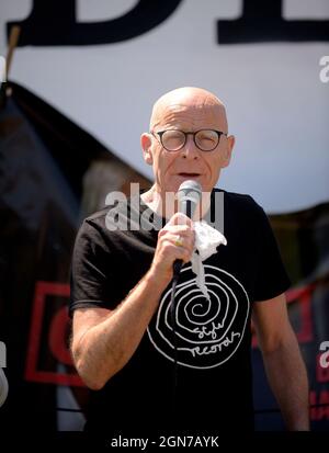 Eamonn McCann, langjähriger Bürgerrechtler und Wahlkämpfer, abgebildet bei einer Kundgebung am Blutigen Sonntag in Derry, Nordirland. Juni 2021. ©George Sweeney / Alamy Stockfoto Stockfoto