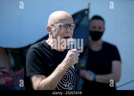 Eamonn McCann, langjähriger Bürgerrechtler und Wahlkämpfer, abgebildet bei einer Kundgebung am Blutigen Sonntag in Derry, Nordirland. Juni 2021. ©George Sweeney / Alamy Stockfoto Stockfoto