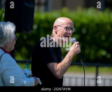 Eamonn McCann, langjähriger Bürgerrechtler und Wahlkämpfer, abgebildet bei einer Kundgebung am Blutigen Sonntag in Derry, Nordirland. Juni 2021. ©George Sweeney / Alamy Stockfoto Stockfoto