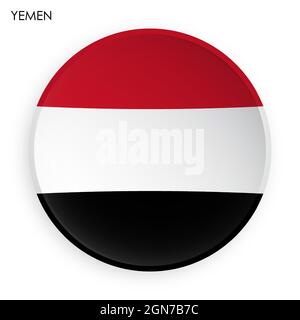 YEMEN Flag Icon im modernen Neomorphismus Stil. Schaltfläche für mobile Anwendung oder Web. Vektor auf weißem Hintergrund Stock Vektor