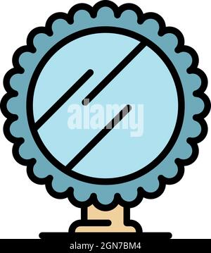 Spiegelsymbol. Kontur Spiegelvektor Symbol Farbe flach isoliert Stock Vektor